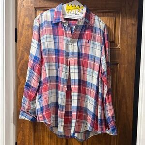 Polo by Ralph Lauren Red, Blue & White Plaid Button-Down Shirt